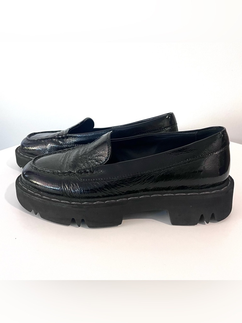 Aquatalia Black Patent Platform Loafers